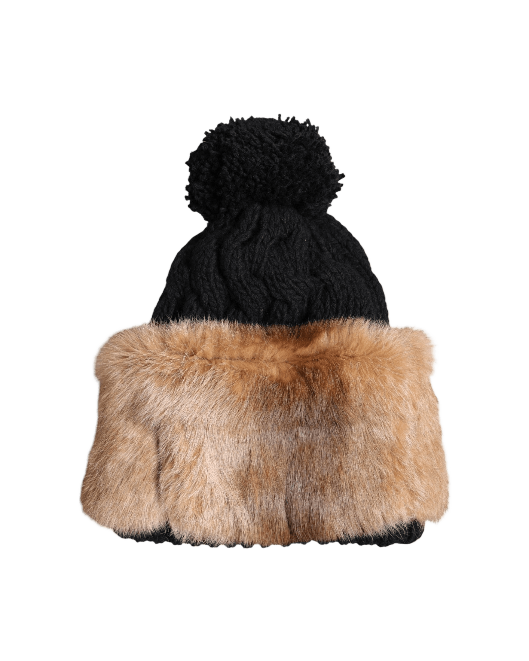 Dolce & Gabbana Black Brown Dyed Rabbit Real Fur Winter Beanie Hat Glam Steals