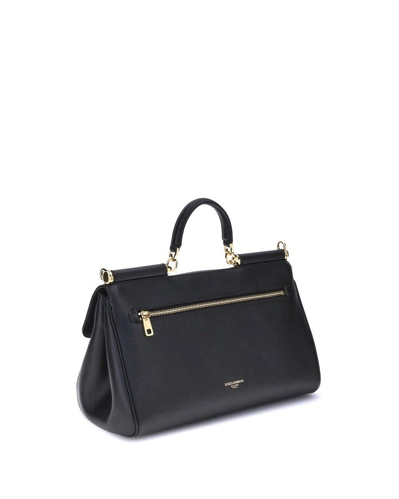 Dolce & Gabbana Black Calf Leather Bos Taurus Shoulder Bag 