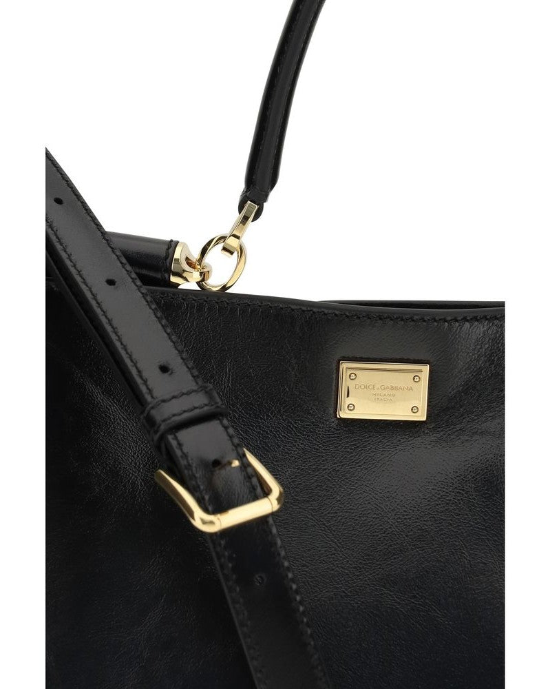 Dolce & Gabbana Black Calf Leather Bos Taurus Shoulder Bag 