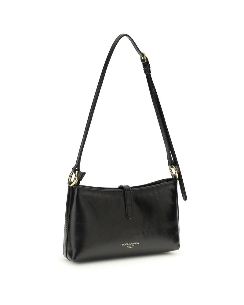 Dolce & Gabbana Black Calf Leather Bos Taurus Shoulder Bag 