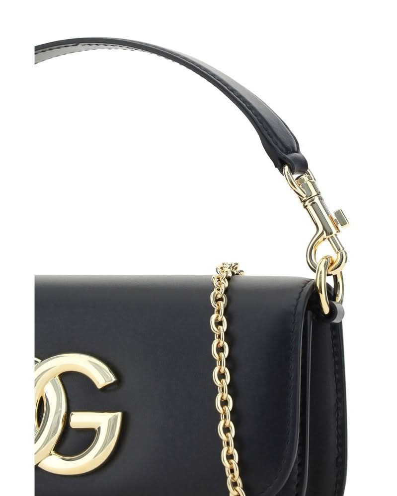 Dolce & Gabbana Black Calf Leather Bos Taurus Shoulder Bag Glam Steals