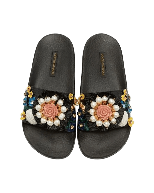 Dolce & Gabbana Black Calfskin Women Sandal Glam Steals