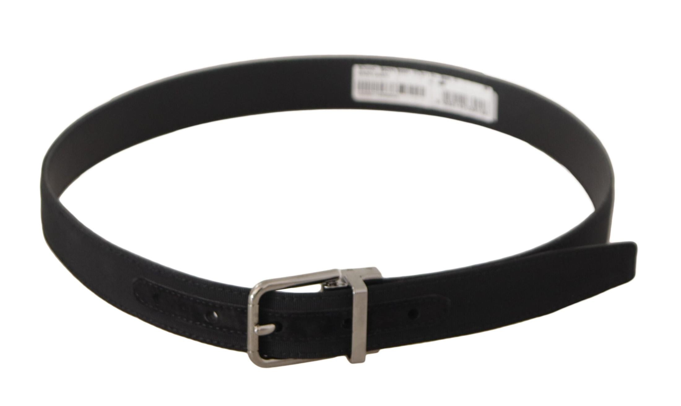 Dolce & Gabbana Black Canvas Leather Silver Tone Metal Buckle Belt Belts