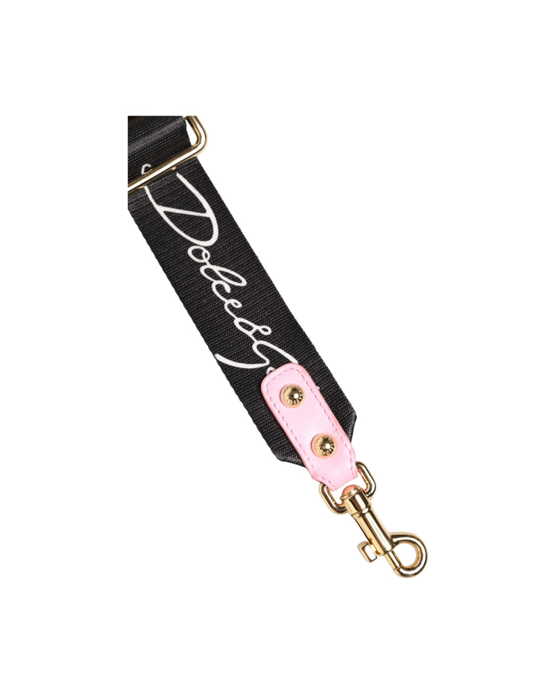 Dolce & Gabbana Black Canvas Strap Pink Heart Logo Bag Accessory Glam Steals
