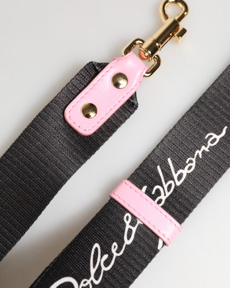 Dolce & Gabbana Black Canvas Strap Pink Heart Logo Bag Accessory Glam Steals