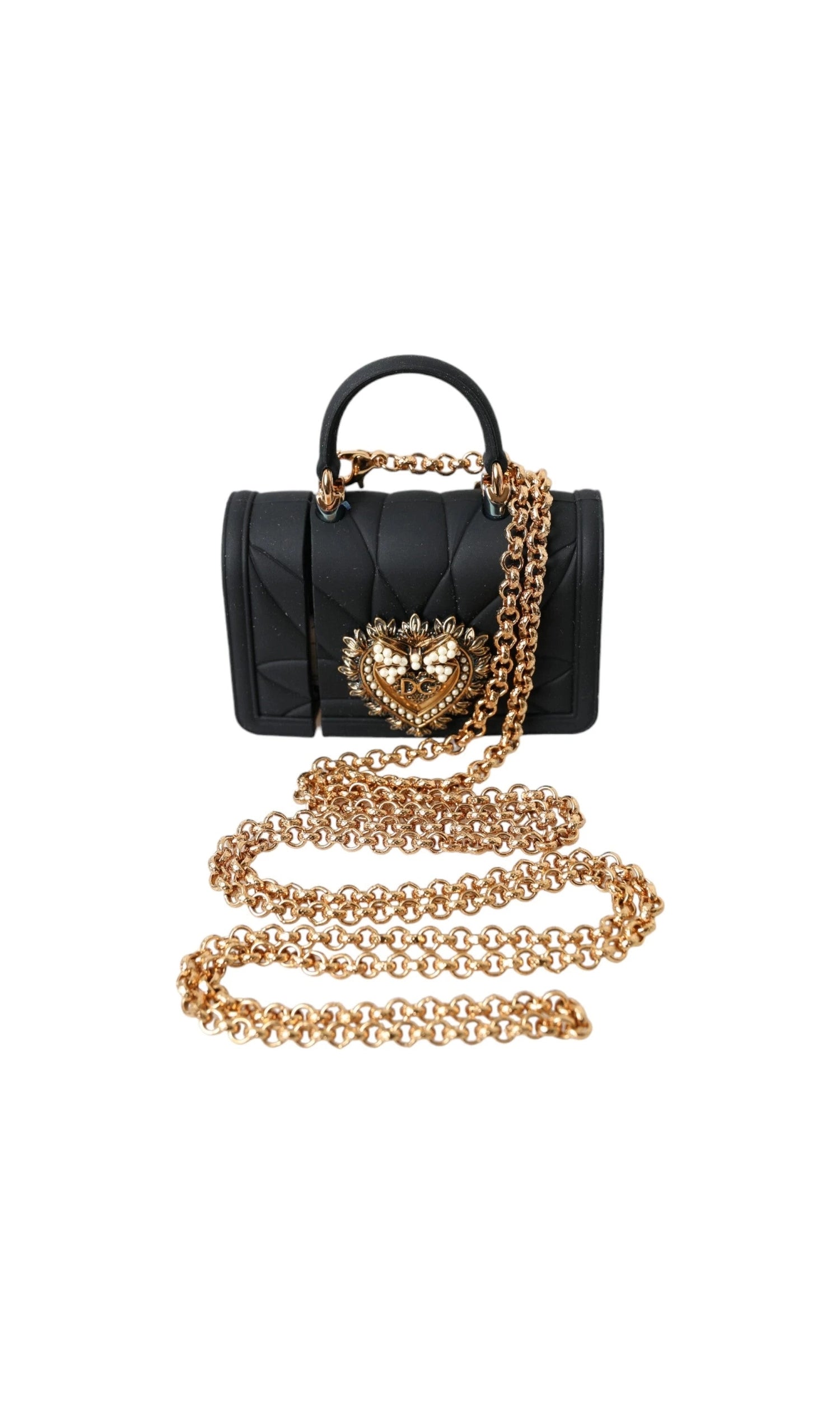 Dolce & Gabbana Black Case Silicone Devotion Heart Cover Hand Bag Airpod Glam Steals