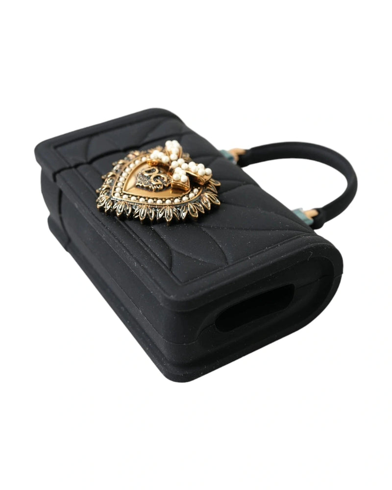 Dolce & Gabbana Black Case Silicone Devotion Heart Cover Hand Bag Airpod Glam Steals
