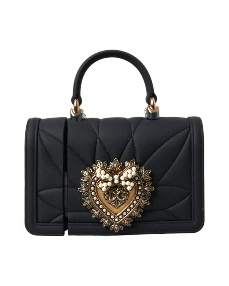 Dolce & Gabbana Black Case Silicone Devotion Heart Cover Hand Bag Airpod Glam Steals