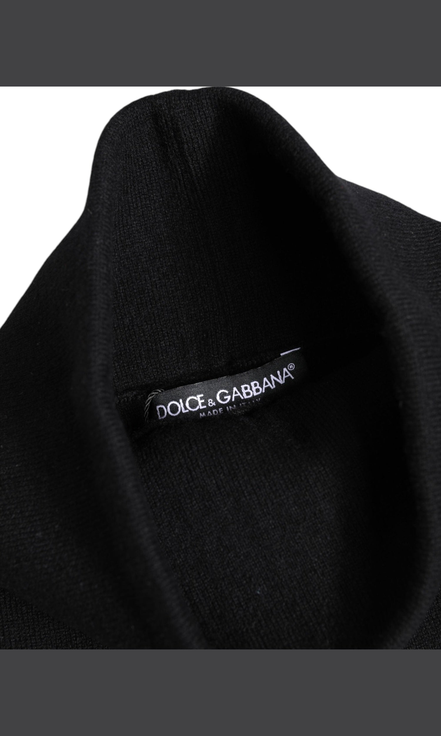 Dolce & Gabbana Black Cashmere Knitted Neck Warmer Foulard Scarf Glam Steals
