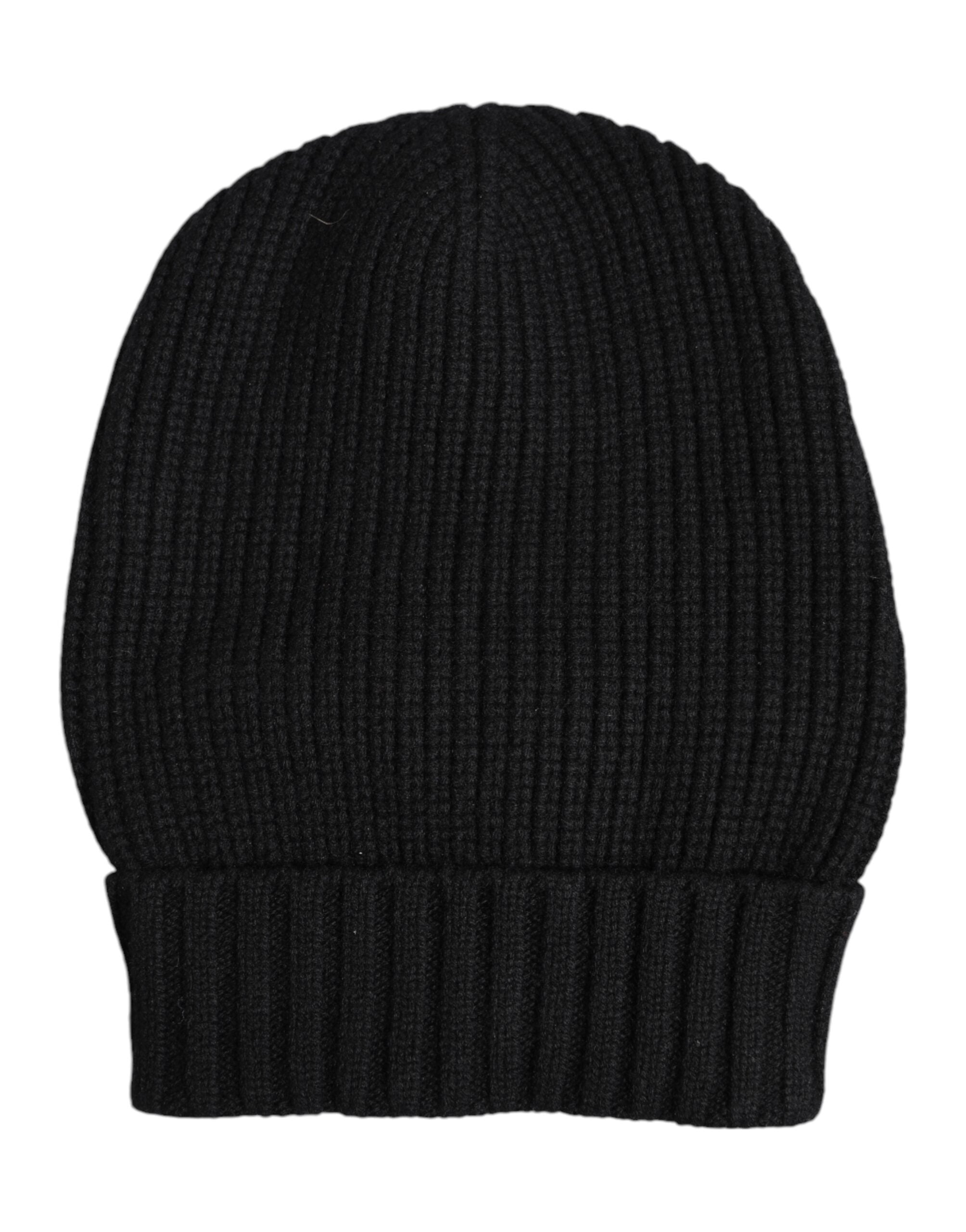 Dolce & Gabbana Black Cashmere Knitted Winter Beanie Hat Glam Steals