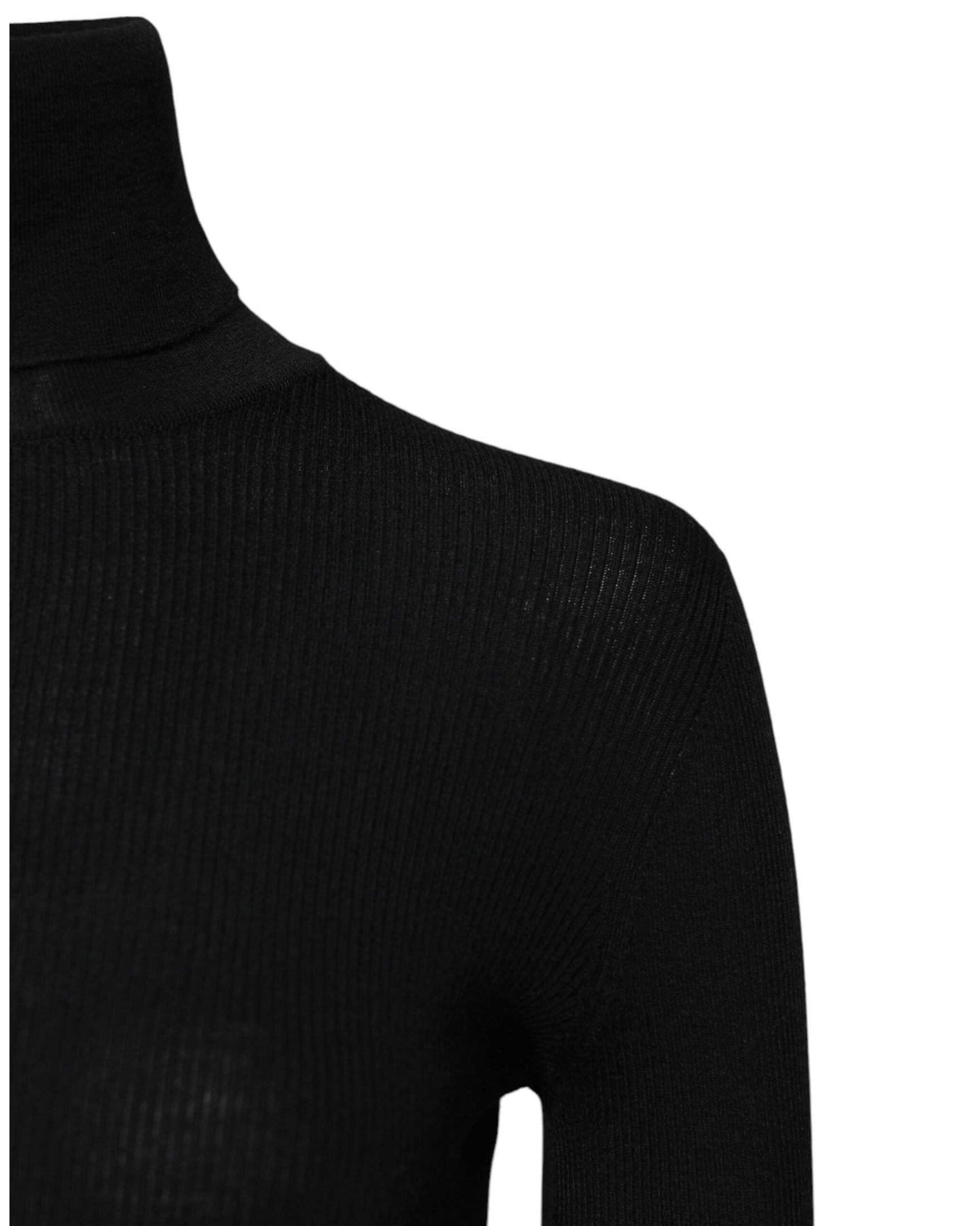 Dolce & Gabbana Black Cashmere Turtleneck Knitted Blouse Top Glam Steals