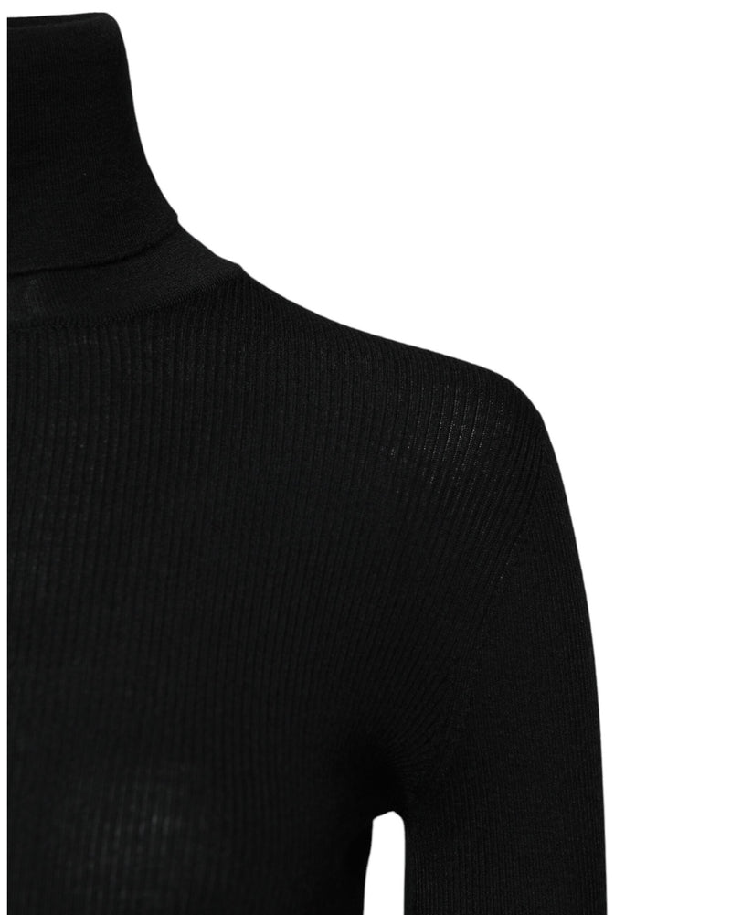 Dolce & Gabbana Black Cashmere Turtleneck Knitted Blouse Top Glam Steals