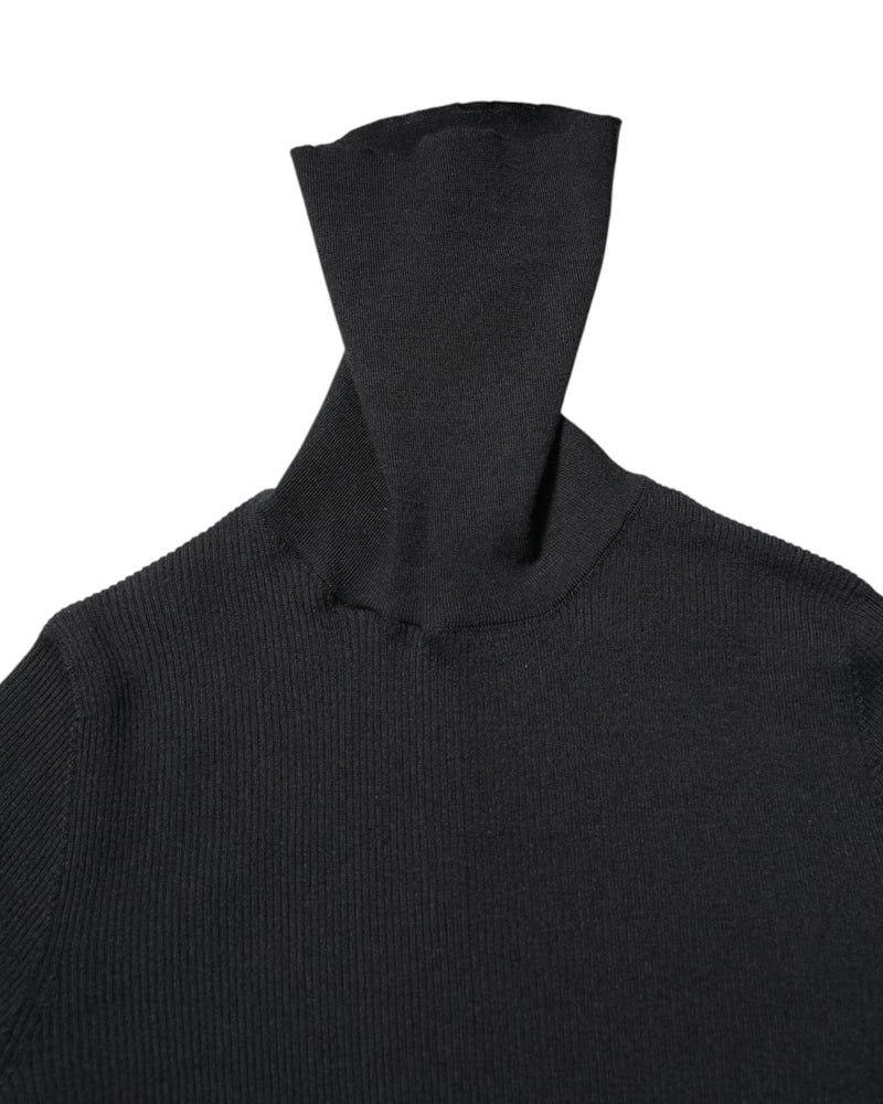 Dolce & Gabbana Black Cashmere Turtleneck Knitted Blouse Top Glam Steals