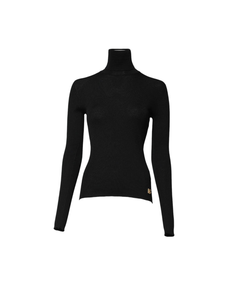 Dolce & Gabbana Black Cashmere Turtleneck Knitted Blouse Top Glam Steals