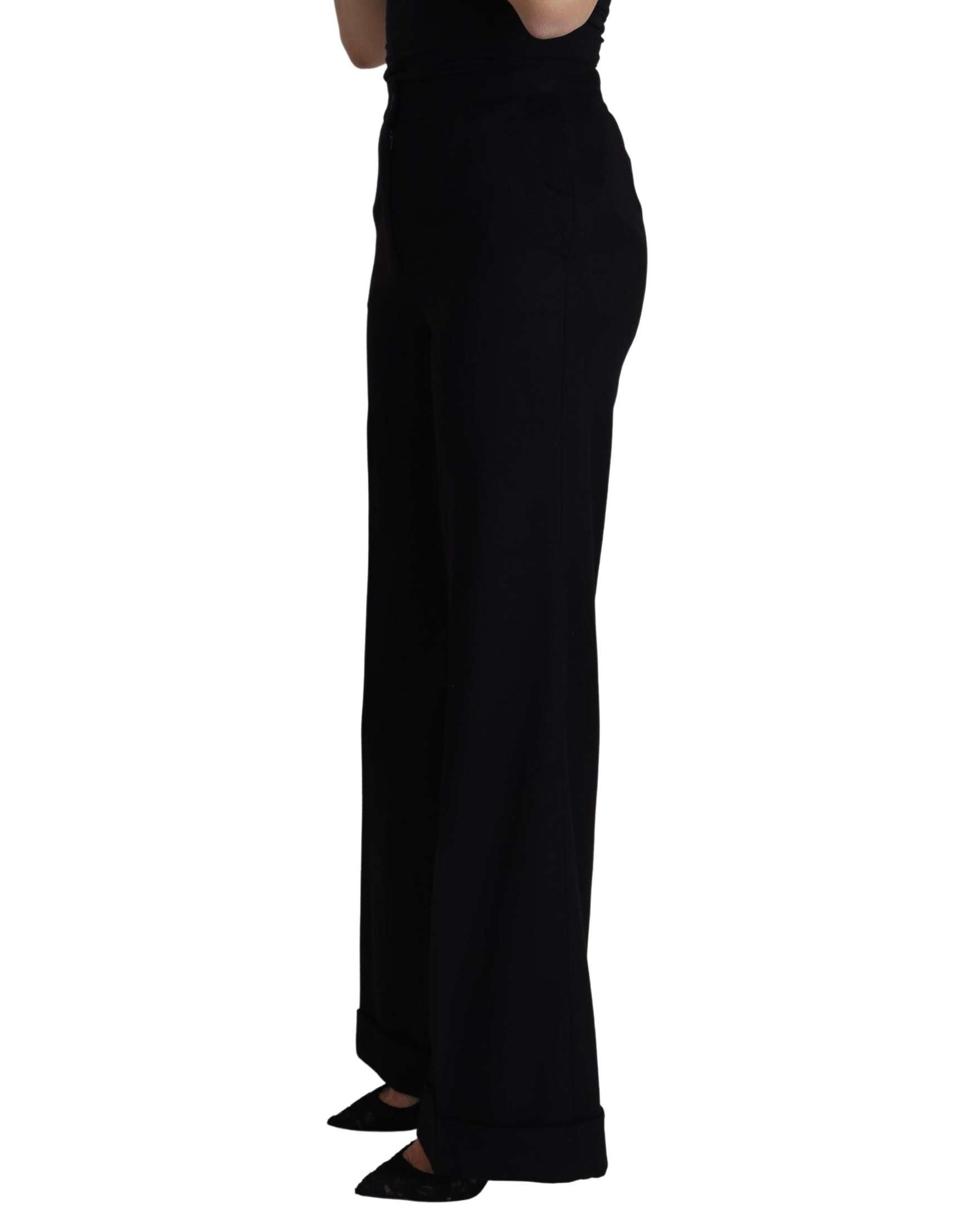 Dolce & Gabbana Black Cashmere Wide Leg Trouser Pant Trousers