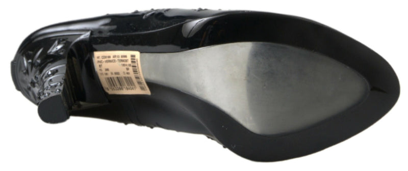 Dolce & Gabbana Black Cinderella Floral Crystal Heels Glam Steals