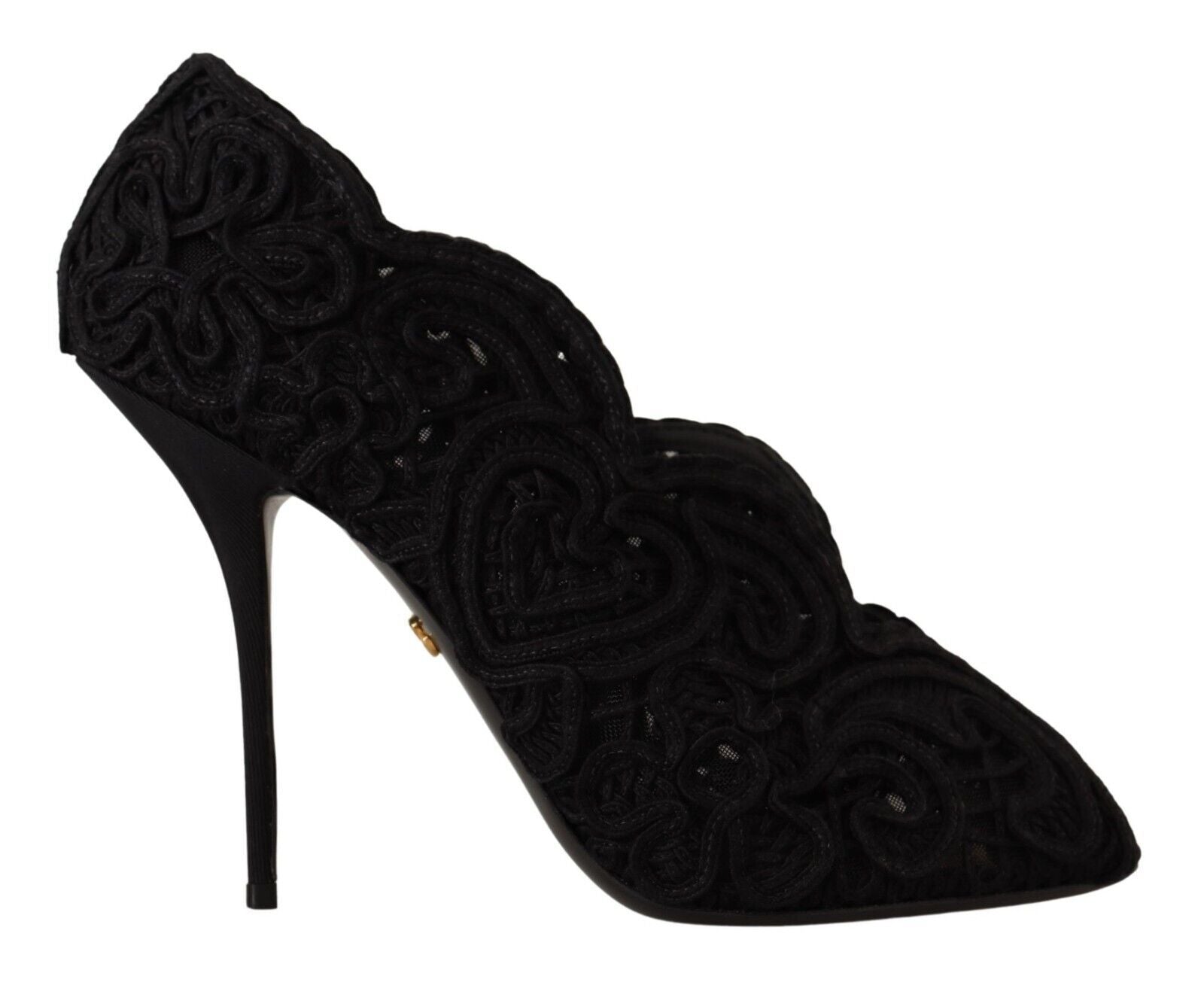 Dolce & Gabbana Black Cordonetto Ricamo Pump Open Toe Shoes Glam Steals
