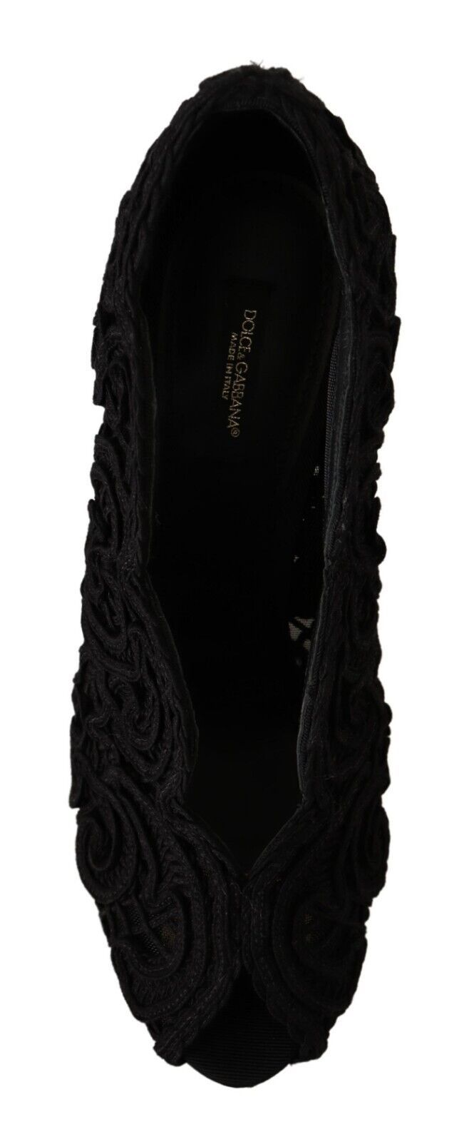 Dolce & Gabbana Black Cordonetto Ricamo Pump Open Toe Shoes Glam Steals