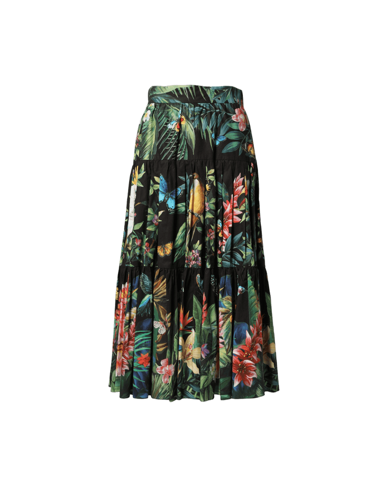 Dolce & Gabbana Black Cotton Floral High Waist Midi Skirt Glam Steals