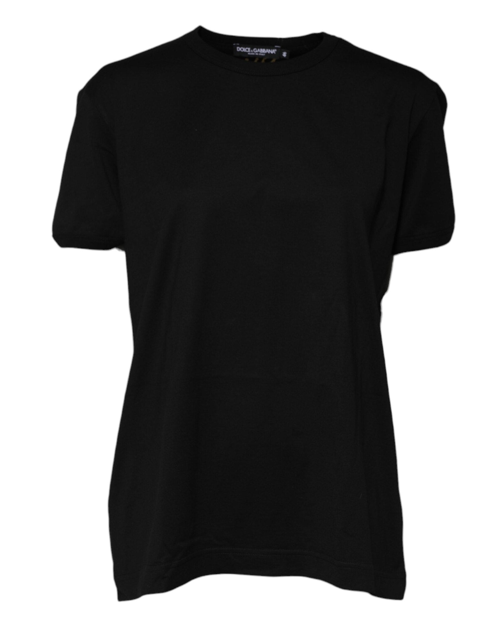 Dolce & Gabbana Black Cotton Goodluck Tee Crew Neck T-Shirt T-Shirts