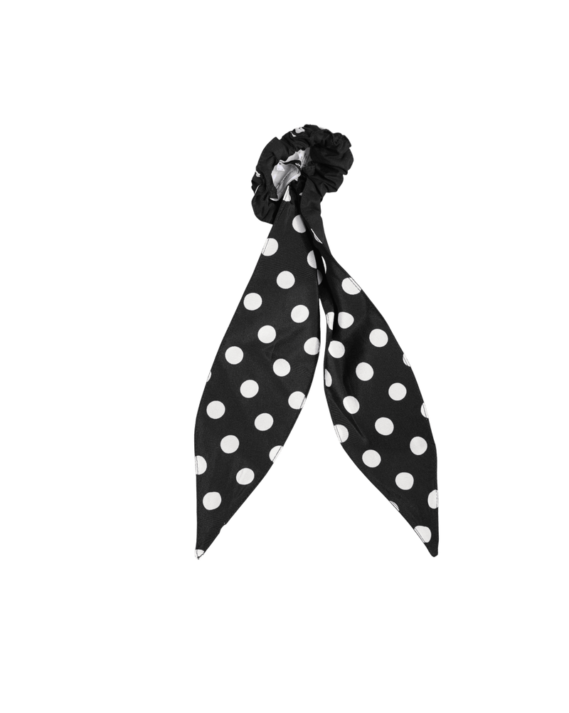 Dolce & Gabbana Black Cotton Polka Dot Scarf Tie Accessory Hair Scrunchie Glam Steals