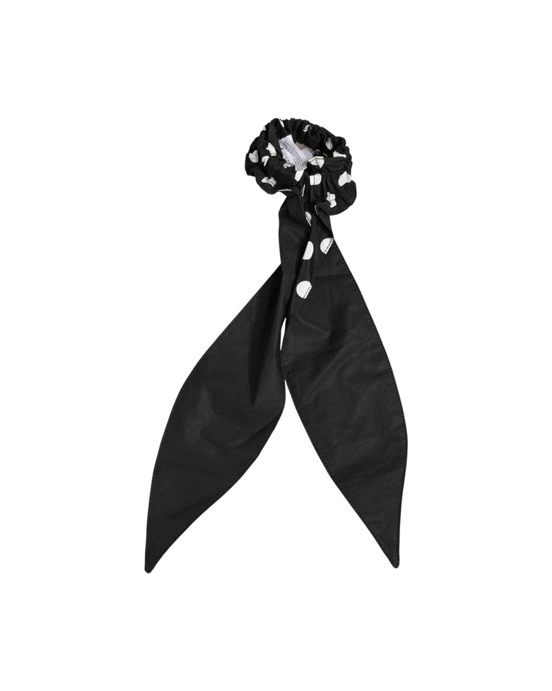 Dolce & Gabbana Black Cotton Polka Dot Scarf Tie Accessory Hair Scrunchie Glam Steals