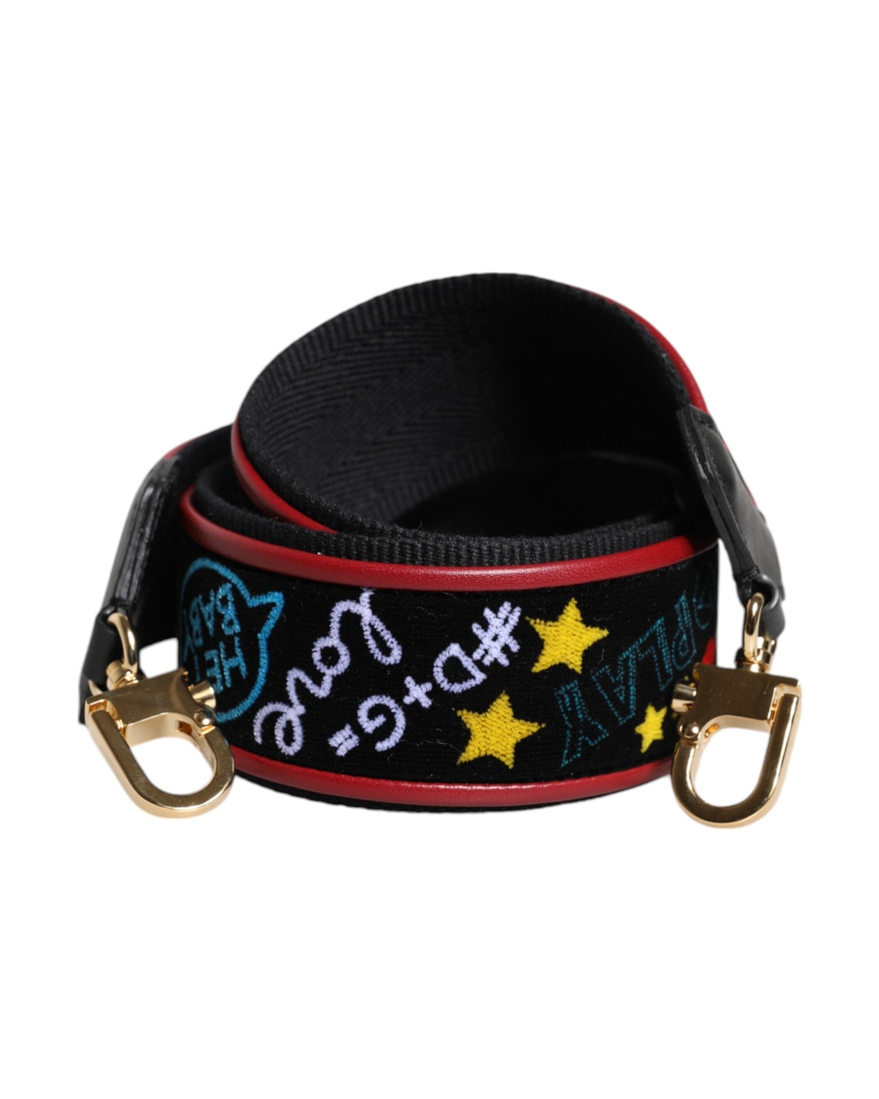 Dolce & Gabbana Black Cotton Printed Bag Shoulder Strap Glam Steals