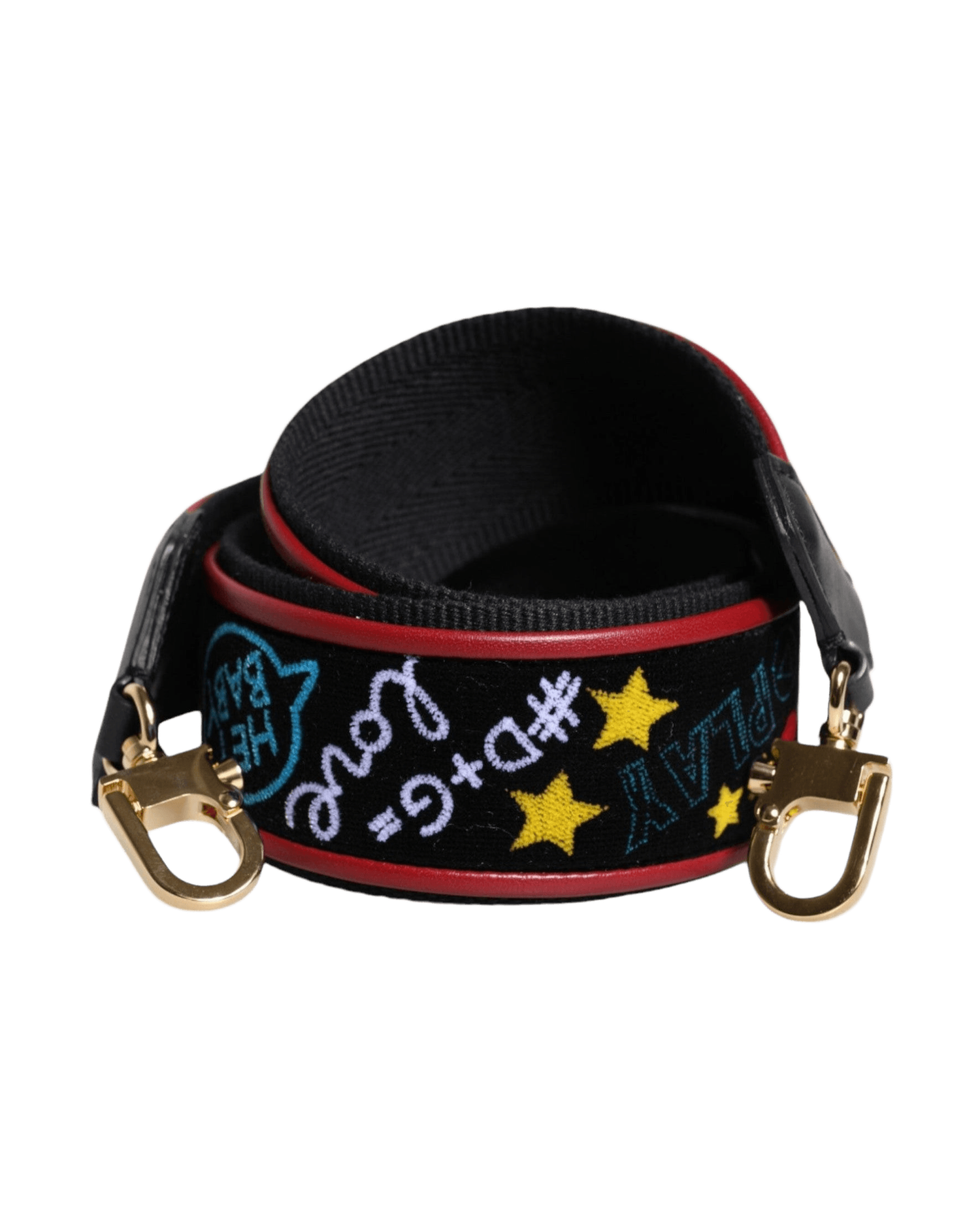 Dolce & Gabbana Black Cotton Printed Bag Shoulder Strap Glam Steals