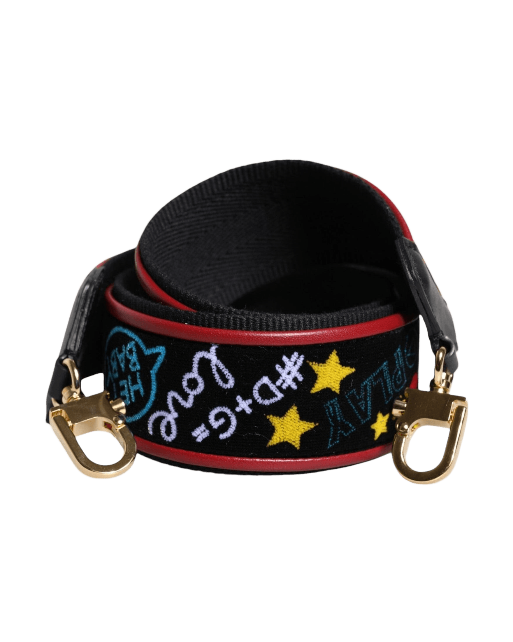 Dolce & Gabbana Black Cotton Printed Bag Shoulder Strap Glam Steals