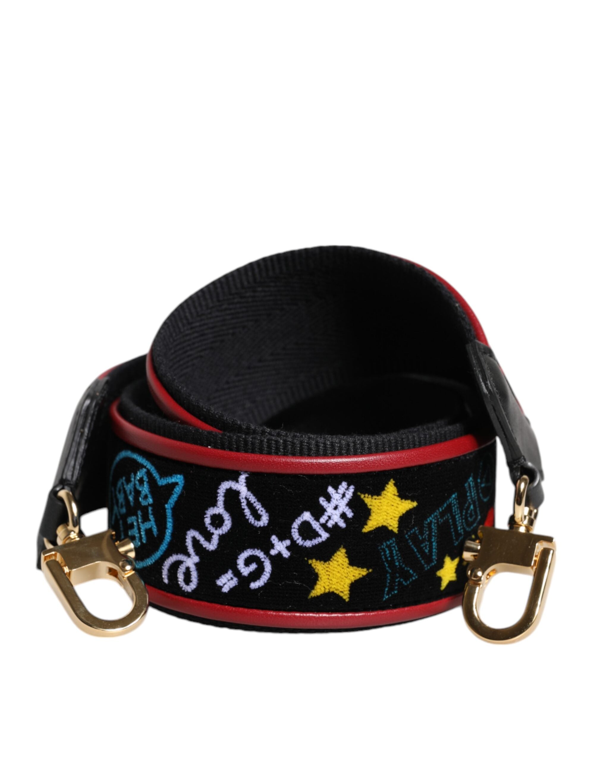 Dolce & Gabbana Black Cotton Printed Bag Shoulder Strap Glam Steals