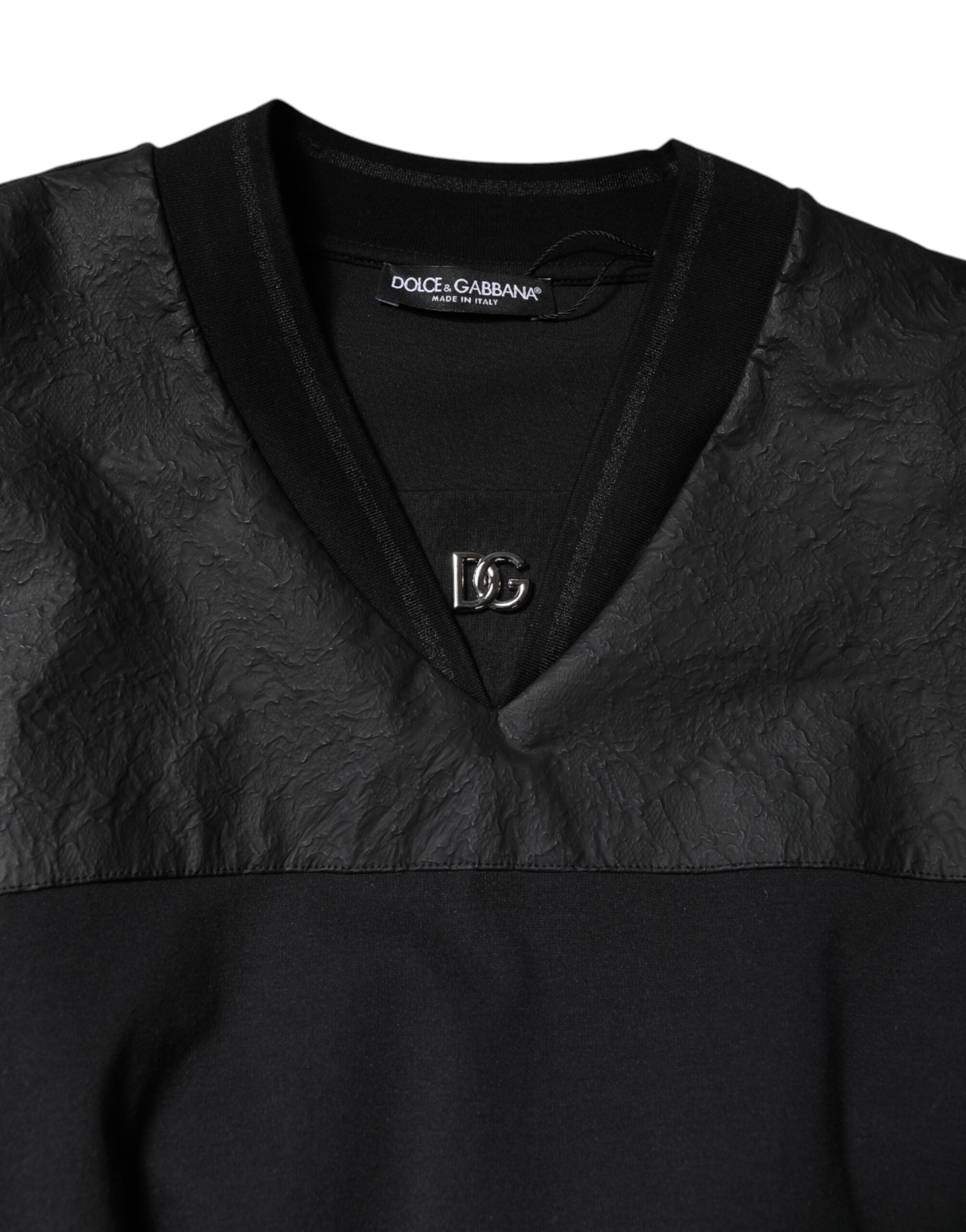 Dolce & Gabbana Black Cotton Short Sleeves V Neck T-Shirt Glam Steals