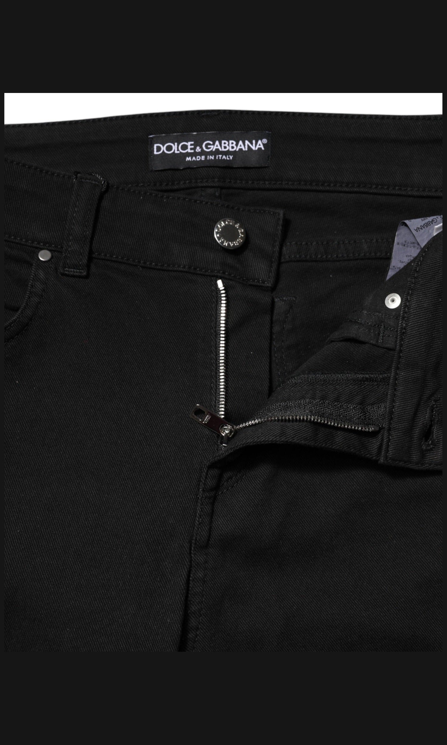 Dolce & Gabbana Black Cotton Skinny Mid Waist Denim Jeans Glam Steals