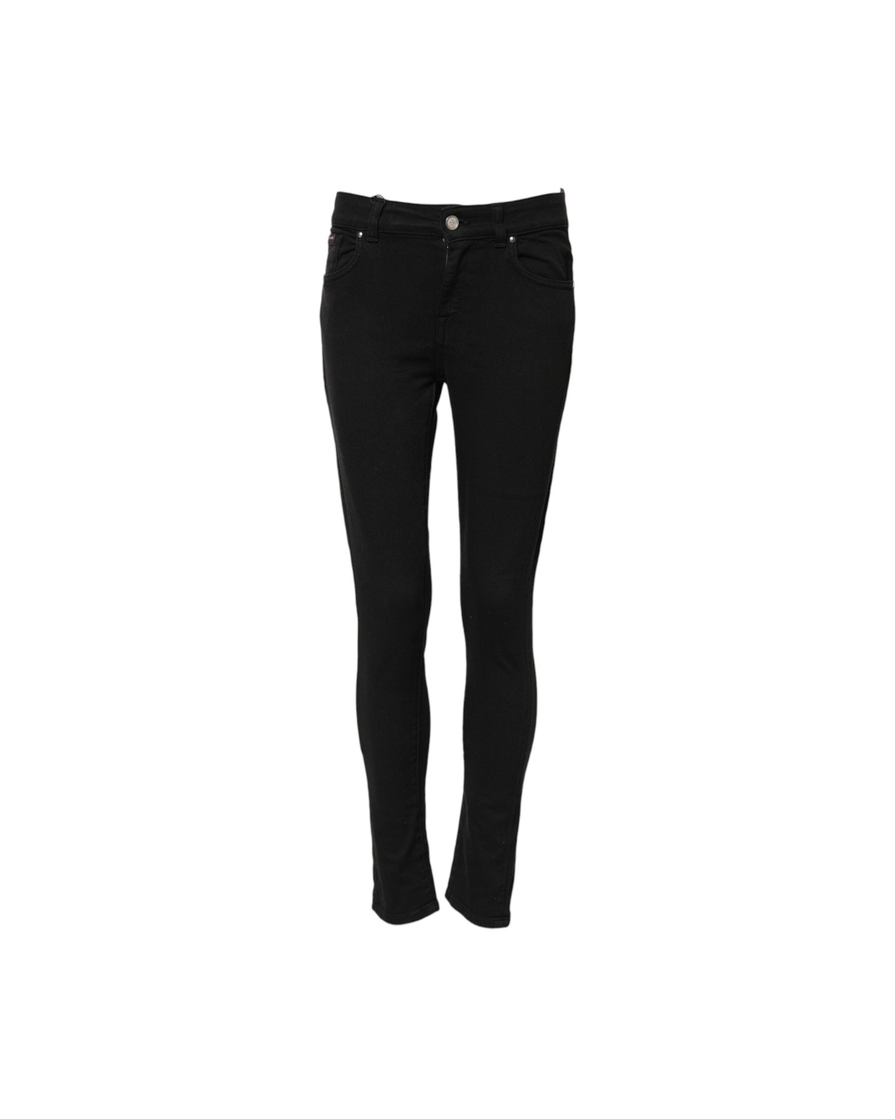 Dolce & Gabbana Black Cotton Skinny Mid Waist Denim Jeans