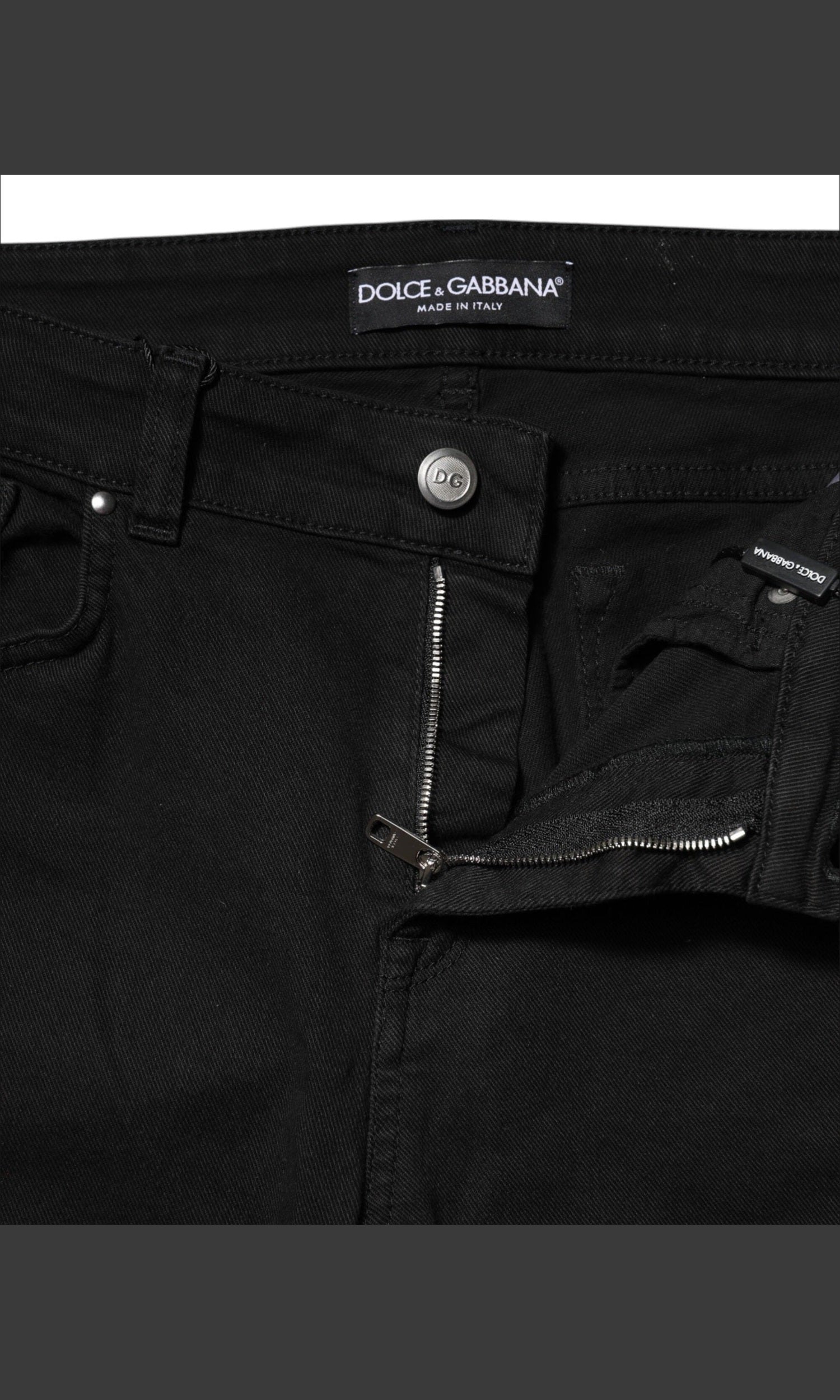 Dolce & Gabbana Black Cotton Skinny Mid Waist Denim Jeans Glam Steals