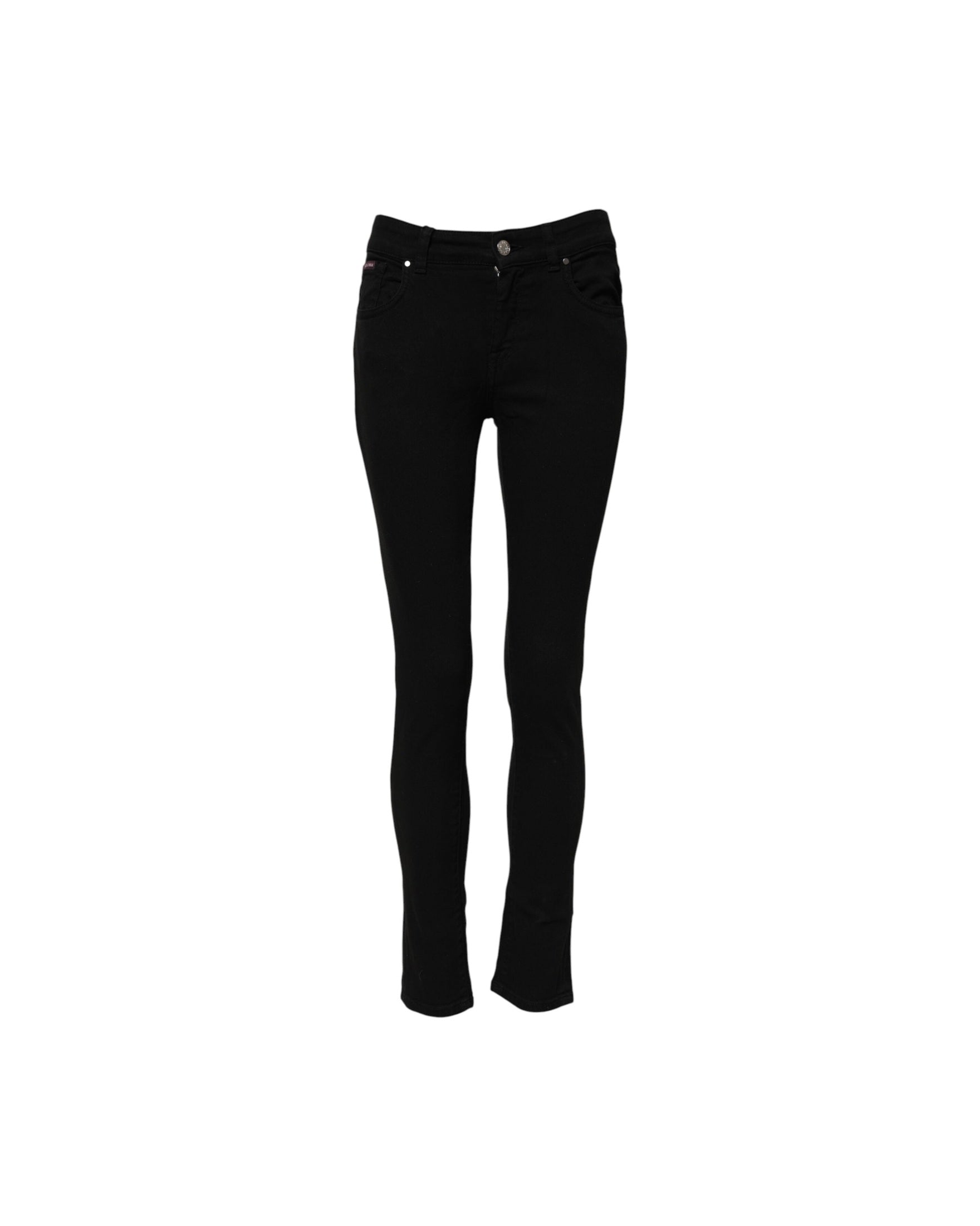 Dolce & Gabbana Black Cotton Skinny Mid Waisted Denim Jeans Glam Steals