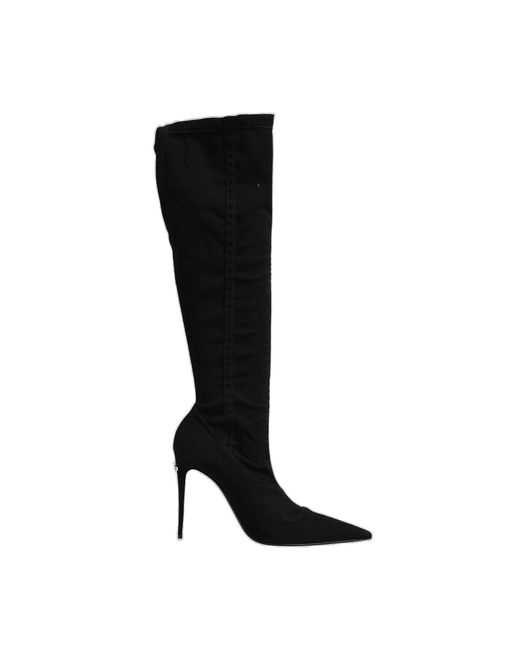 Dolce & Gabbana Black Cotton Stretch High Heels Boots Shoes Glam Steals