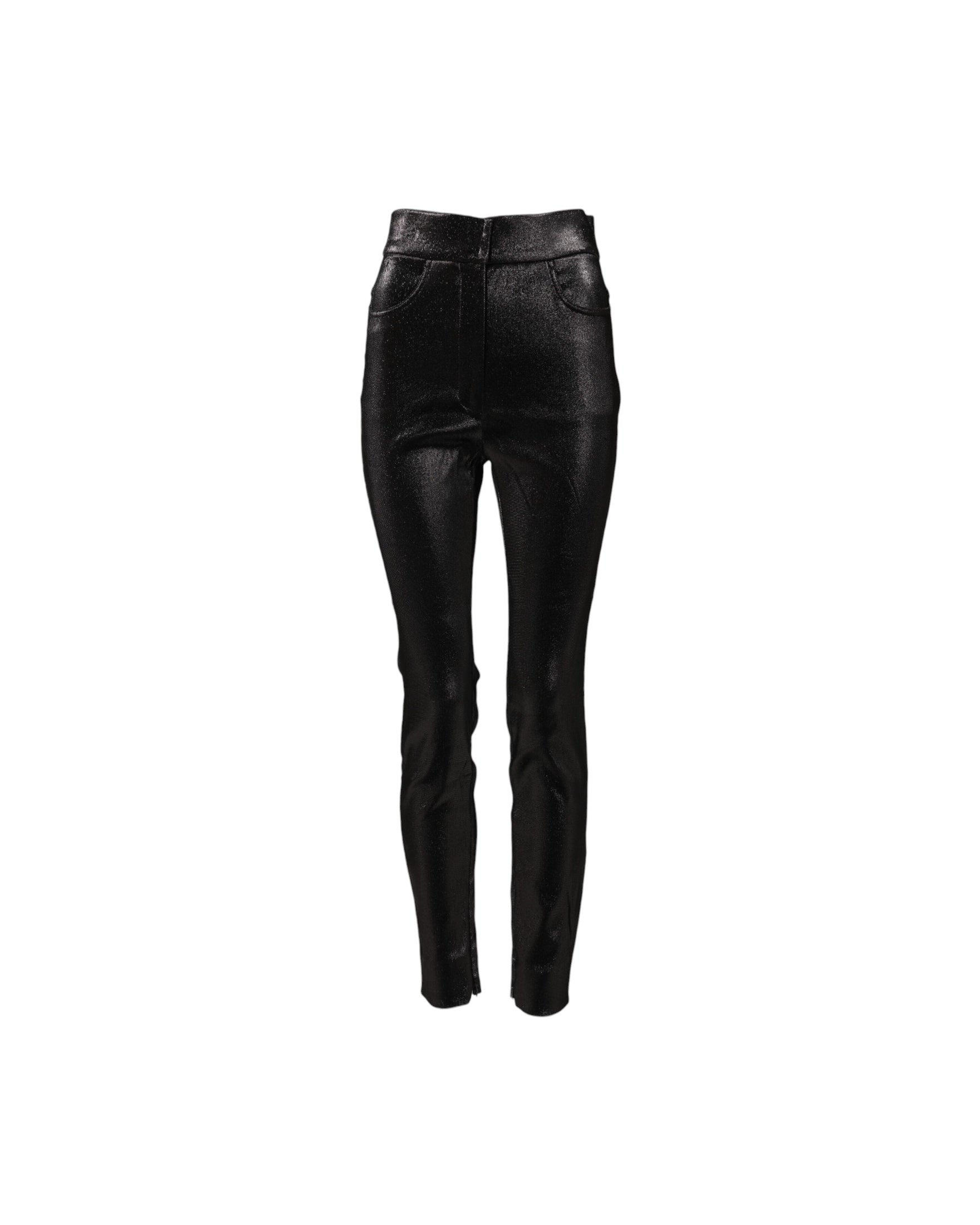 Dolce & Gabbana Black Cotton Stretch Silver Lurex Thread Pant Glam Steals