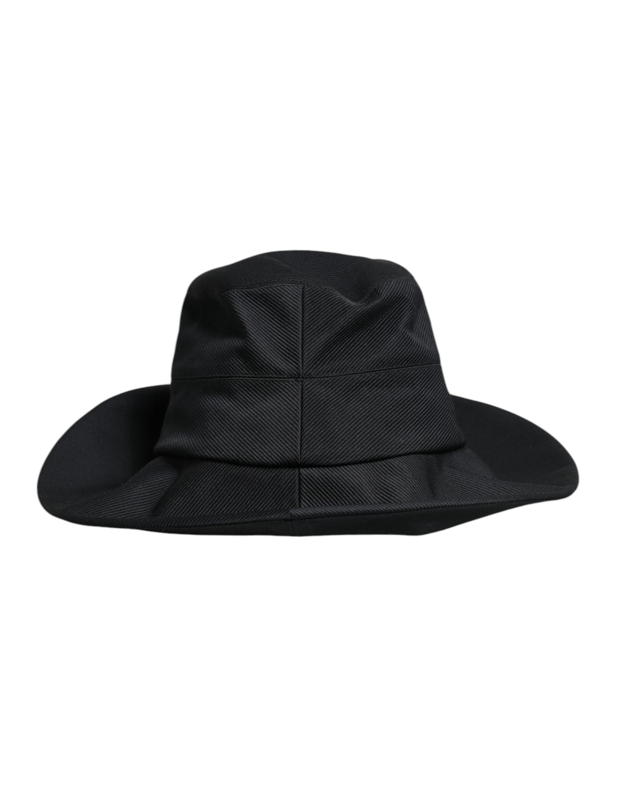 Dolce & Gabbana Black Cotton Wide Brim Fedora Hat Glam Steals