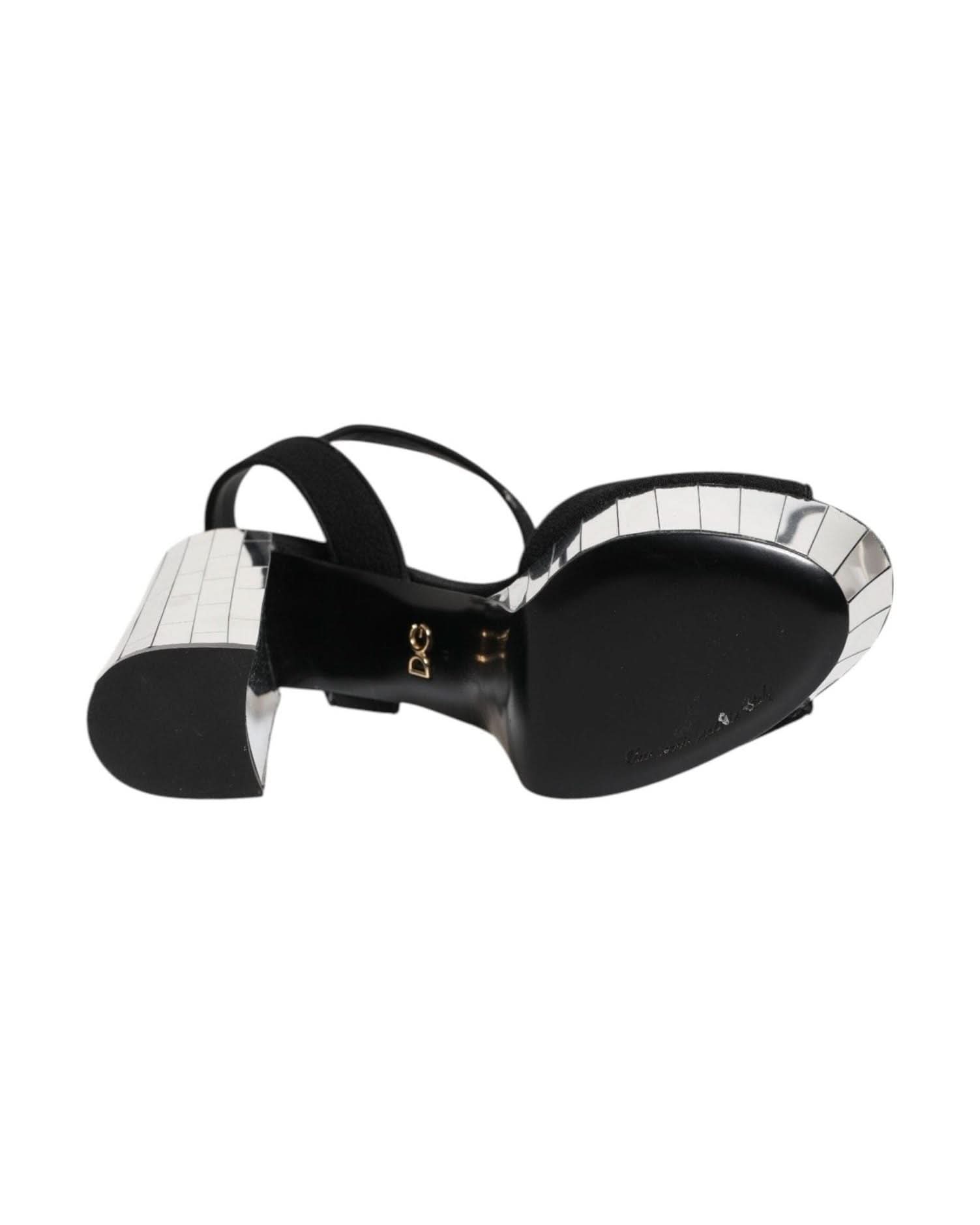 Dolce & Gabbana Black Crystal Ankle Strap Keira Sandals Shoes Heels