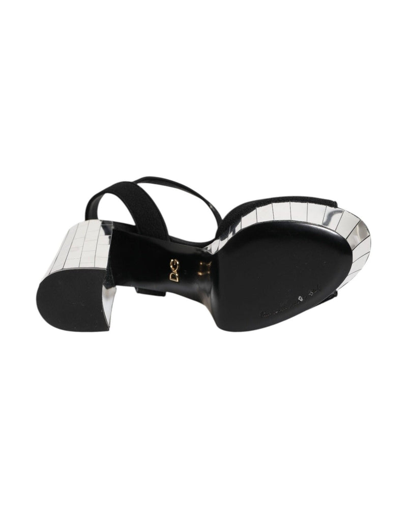 Dolce & Gabbana Black Crystal Ankle Strap Keira Sandals Shoes Heels
