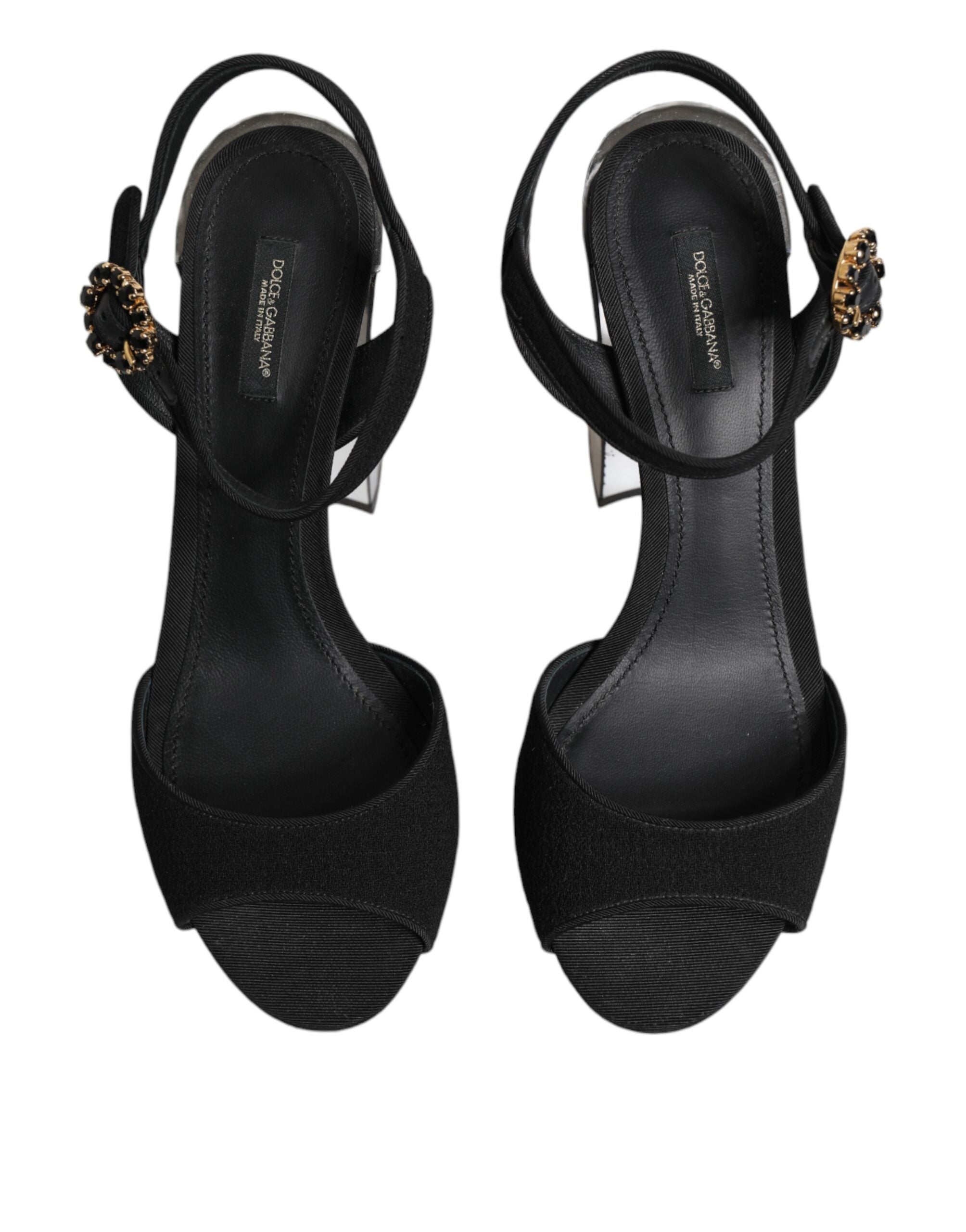 Dolce & Gabbana Black Crystal Ankle Strap Keira Sandals Shoes Glam Steals