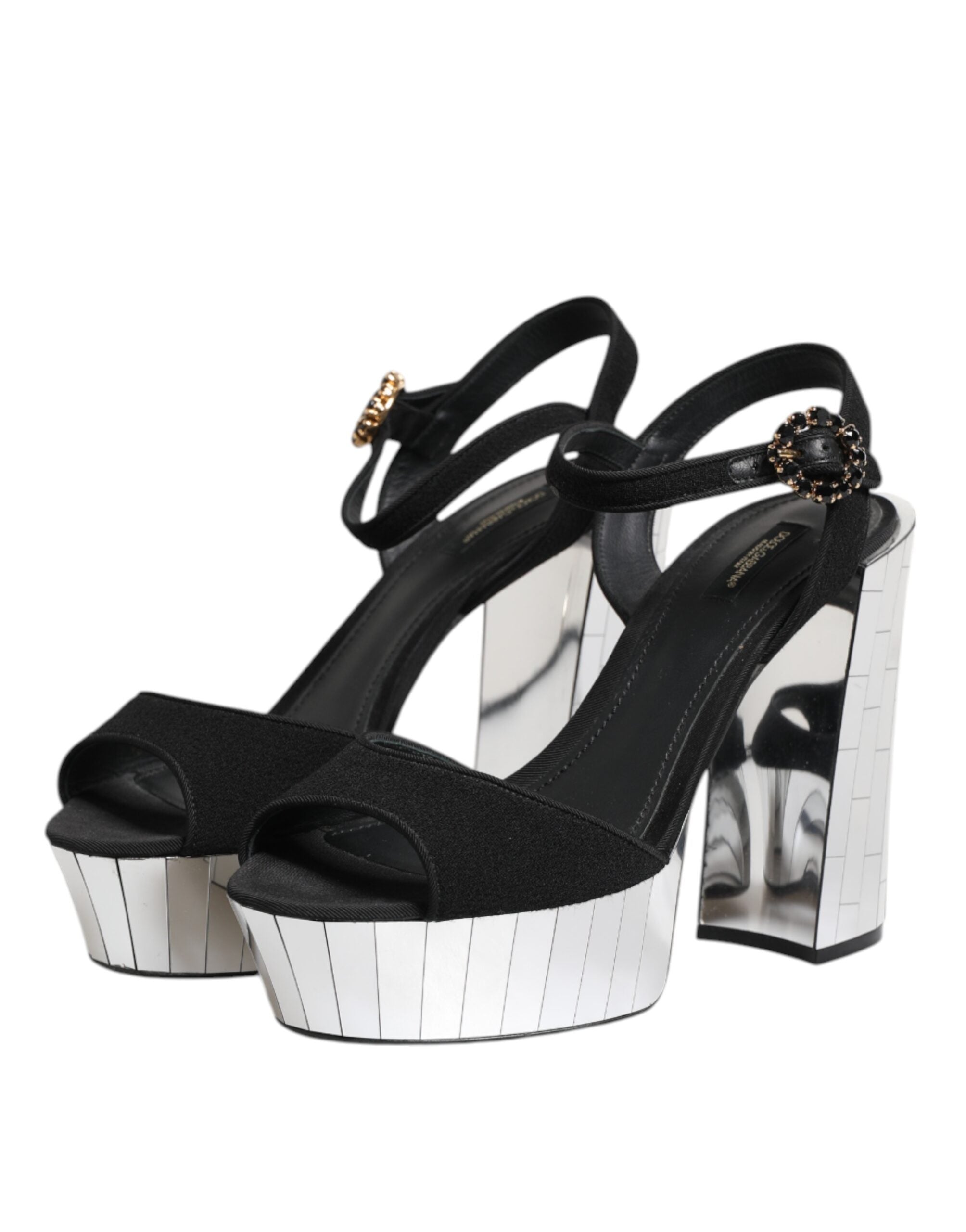 Dolce & Gabbana Black Crystal Ankle Strap Keira Sandals Shoes Glam Steals