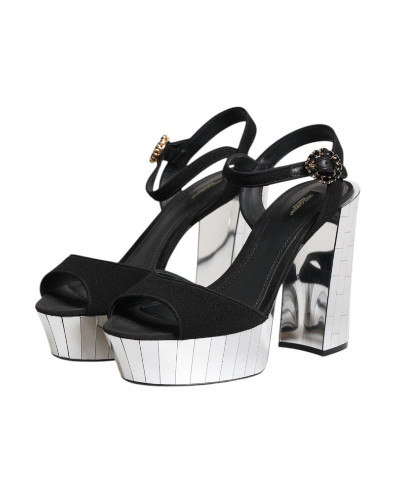 Dolce & Gabbana Black Crystal Ankle Strap Keira Sandals Shoes Glam Steals