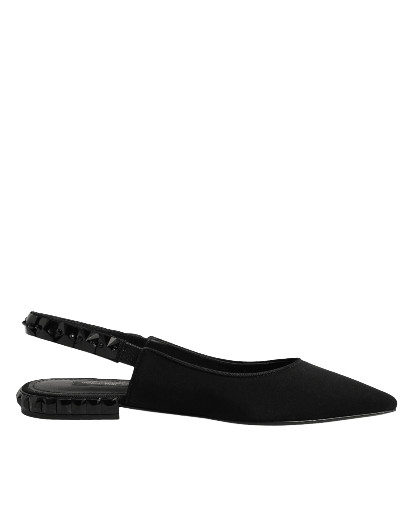 Dolce & Gabbana Black Crystal Charmeuse Slingback Shoes Glam Steals