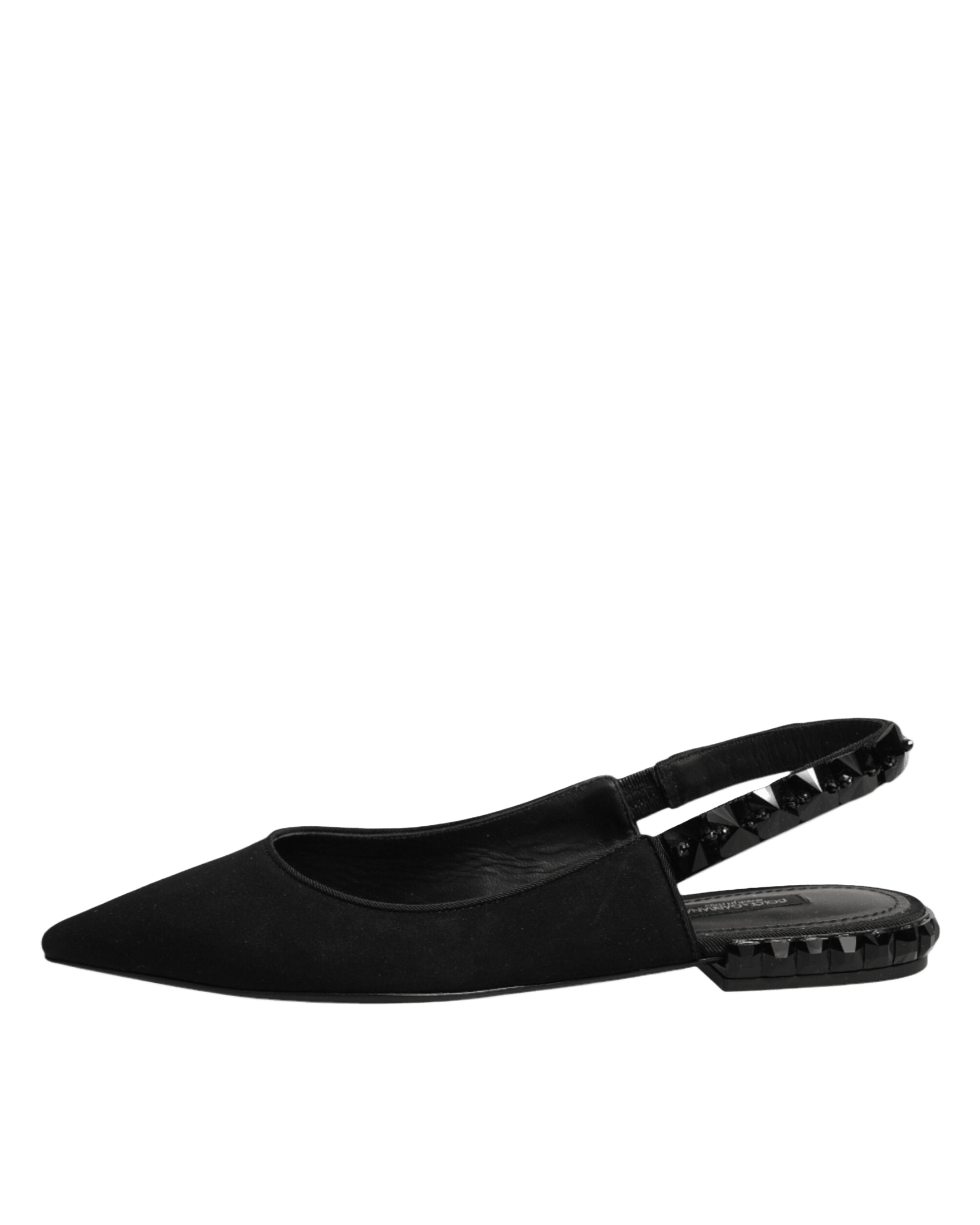 Dolce & Gabbana Black Crystal Charmeuse Slingback Shoes Glam Steals