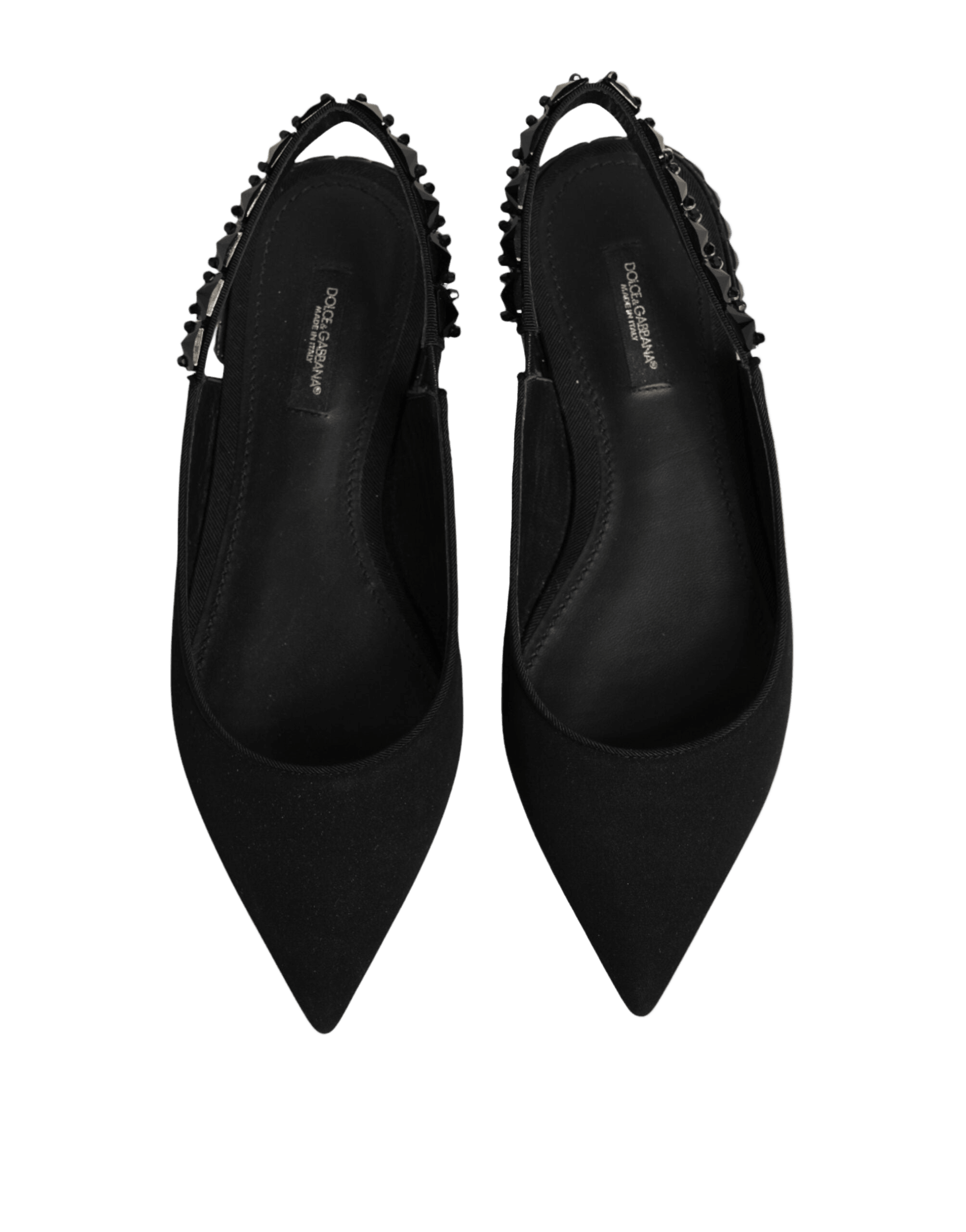 Dolce & Gabbana Black Crystal Charmeuse Slingback Shoes Glam Steals