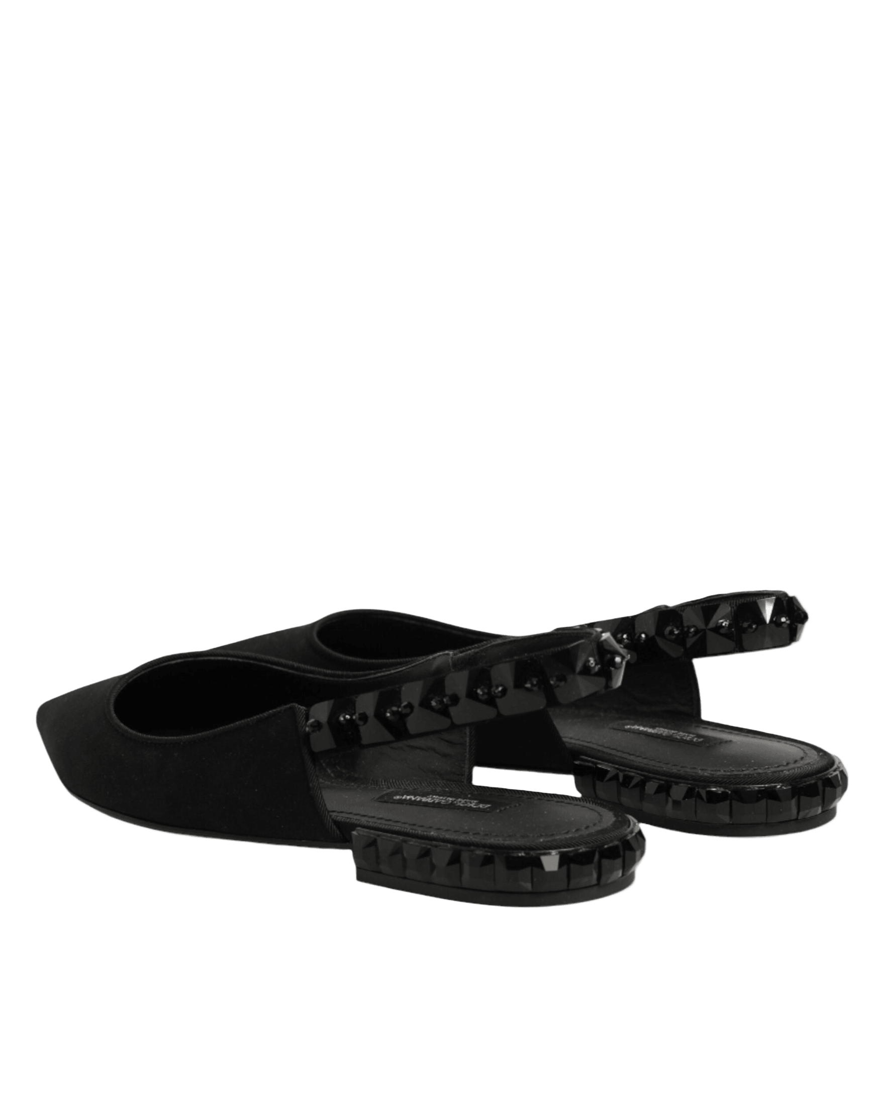 Dolce & Gabbana Black Crystal Charmeuse Slingback Shoes Glam Steals