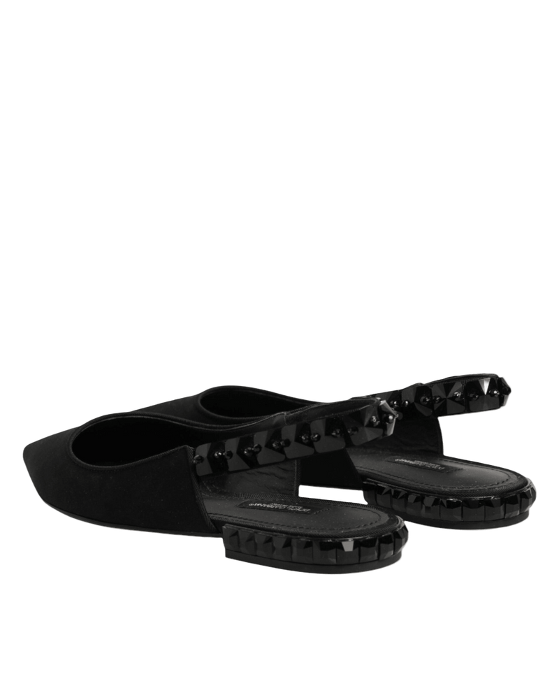 Dolce & Gabbana Black Crystal Charmeuse Slingback Shoes Glam Steals