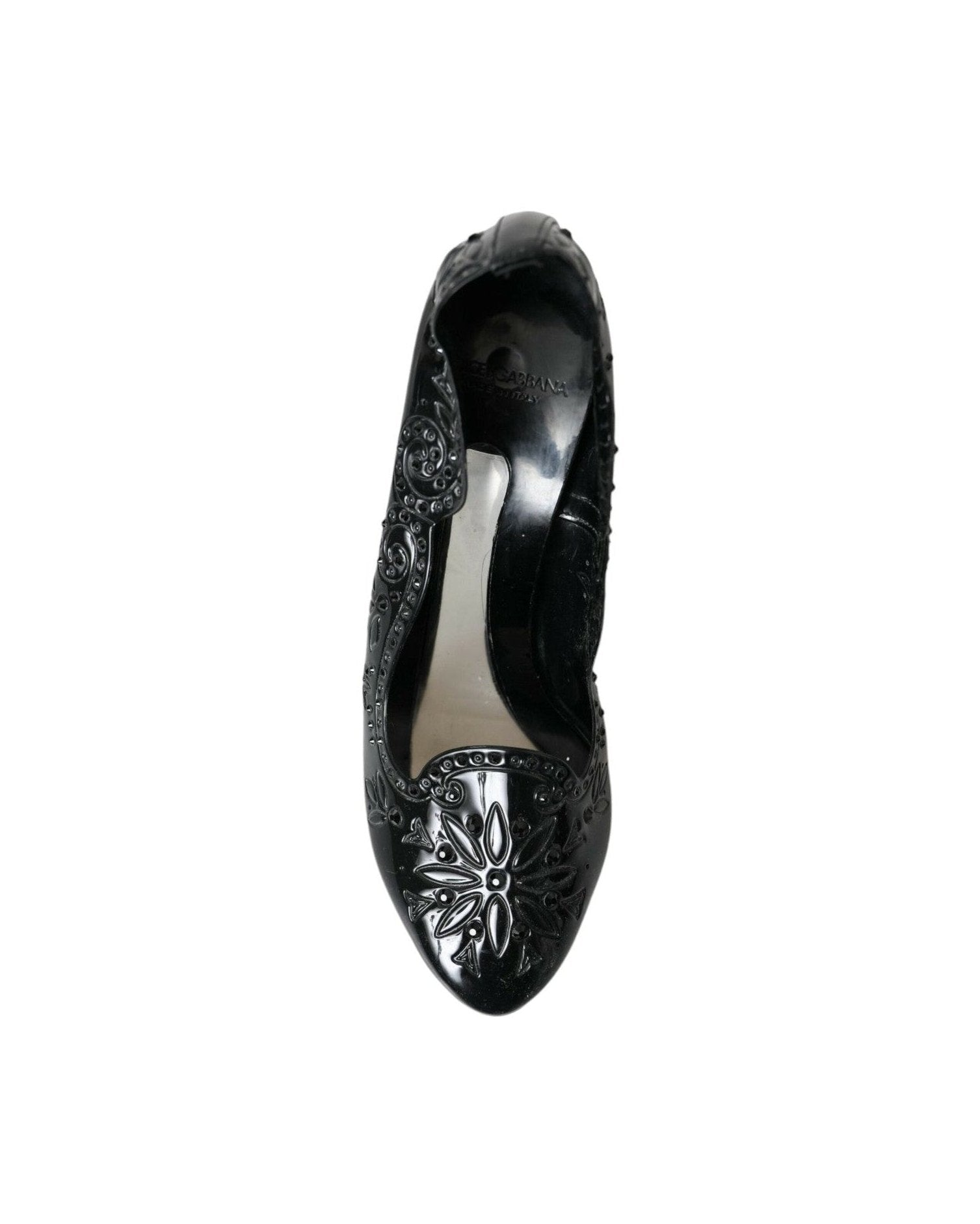 Dolce & Gabbana Black Crystal Cinderella Heels Pumps Shoes Heels