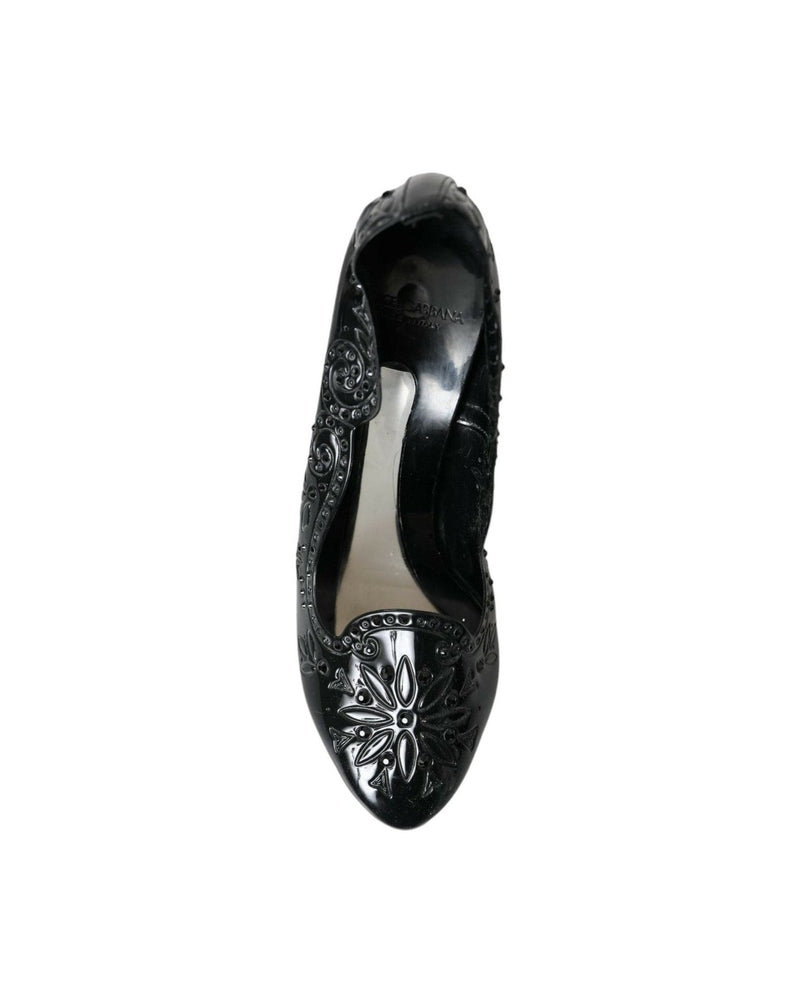 Dolce & Gabbana Black Crystal Cinderella Heels Pumps Shoes Heels